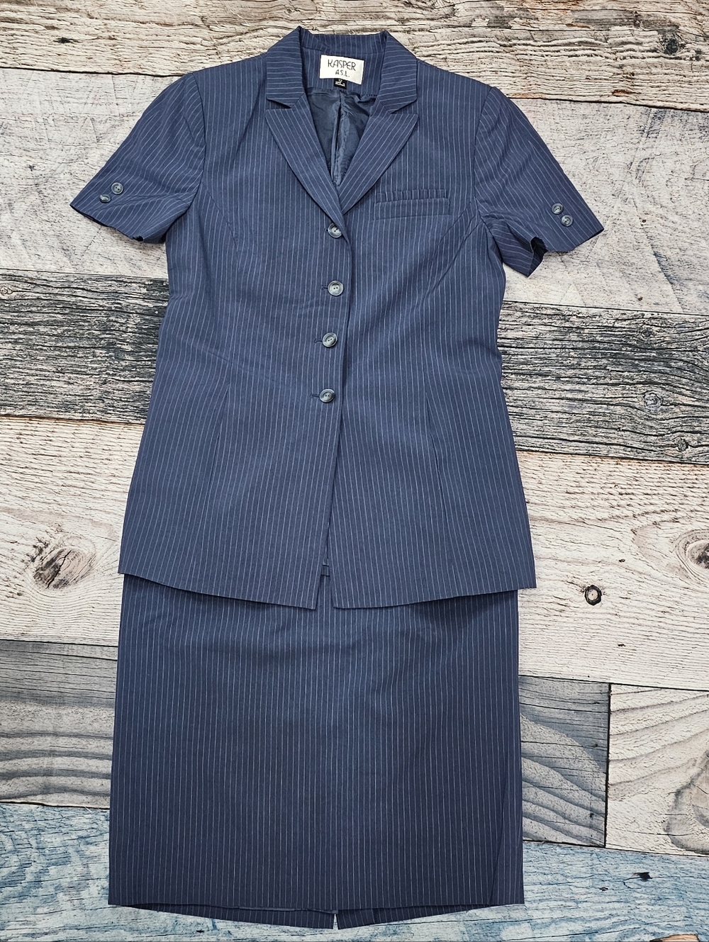 Vintage Kasper for A.S.L. Skirt Set Women's Size 12 Lined Pockets & Pad Academia